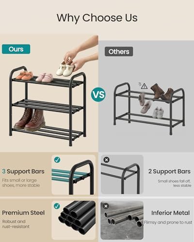 SONGMICS Expandable Shoe Rack, 4-Tier Shoe Organizer, Holds 8-16 Pairs