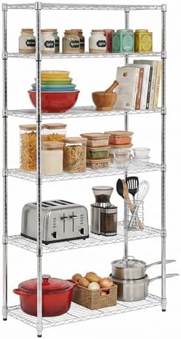Honey-Can-Do 5-Tier Heavy Duty Adjustable Shelving Unit, 350-lb Per Shelf Metal Storage Rack, Chrome Wire Shelf for Garage Kitchen Basement Pantry, 36 x 16 x 72 in