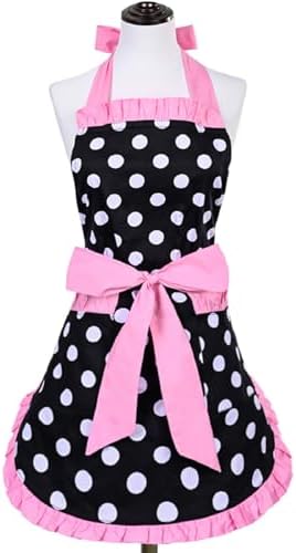 Violet Mist Vintage Apron Pockets Women Cute Polka Dot Retro Stylish Apron