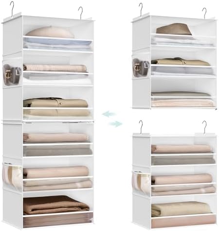 SONGMICS Widended Hanging Closet Organizer and Storage, 6-Tier, Separable