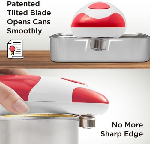 Kitchen Mama Auto Electric Can Opener, Battery Operated, Red