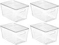 Vtopmart 4 Pack Clear Stackable Storage Bins with Lids and Handles, Large