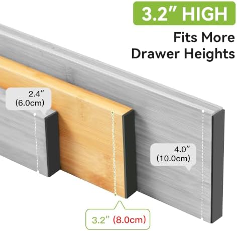 Utoplike Kitchen Drawer Divider, Expandable Bamboo Drawers Organizer 3.2" H