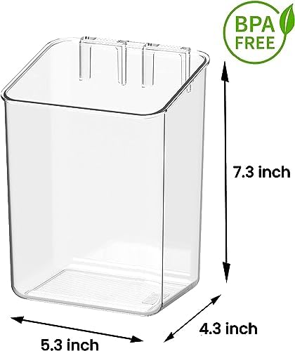 vacane 2-Pack Adhesive Cabinet Door Organizer, Transparent Plastic Storage Bins for Kitchen Bathroom Office, No Drill Hanging Basket, Space Saving Removable Holder-S
