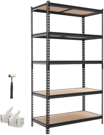VEVOR Storage Shelves, 5-Tier Adjustable, 2500 lbs Capacity, Heavy Duty Garage Storage Shelving Unit, Metal Utility Rack Shelf, for Garage Warehouse Basement Kitchen, 40.35" W x 20.35" D x 71.38" H