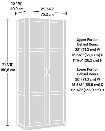 Sauder Select 71" Storage Cabinet, Pantry Cabinet Kitchen Storage with Adjustable Shelves, Bathroom Storage Cabinet, in Silver Sycamore