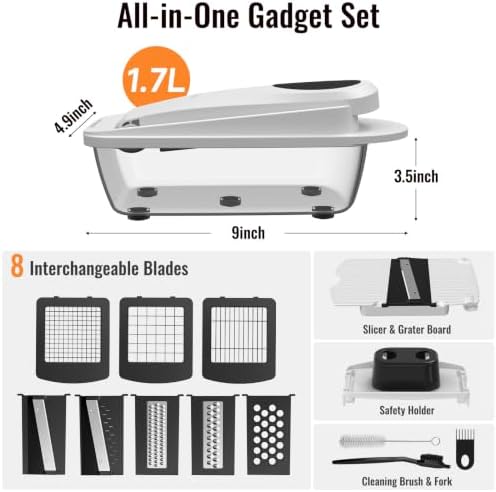 8-Blade Cook Tool & Gadget Sets, Egg Slicer Chopper Grater Set, White