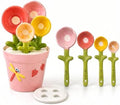 Cute Flower Ceramic Measuring Spoons Set with Base, Kitchen Decorate Gifts
