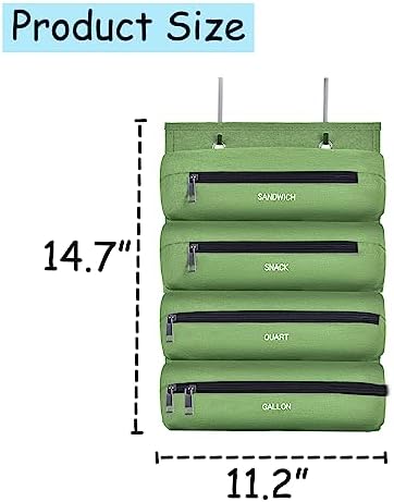 Zipper Bag Organizer Suitable for kitchen RV Campers with Zipper Gallon, Quart, Sandwich and Snack Food Storage Bags, Kitchen Plastic Bag Storage Organizer (Green)