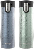 Contigo® AUTOSEAL® West Loop Vacuum-Insulated Stainless Steel Travel Mug with Easy-Clean Lid, 20 oz, 2 pack, Crystal Lakeside; Crystal Agave