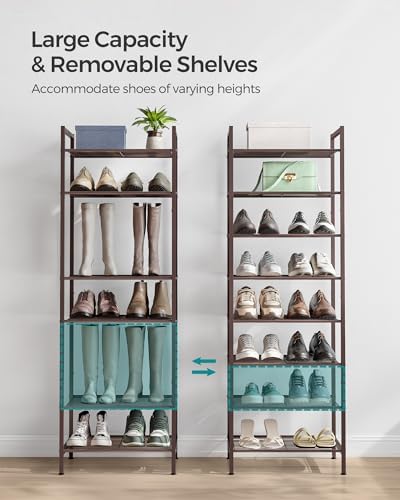 SONGMICS 8-Tier Metal Shoe Rack, Vertical Shelf, Holds up to 18 Pairs