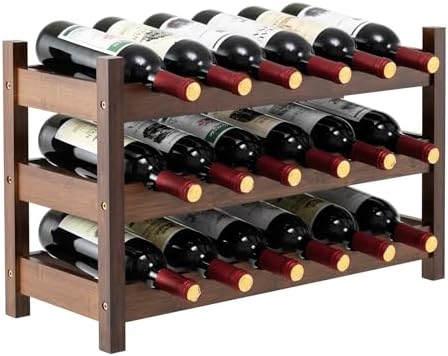 COSTWAY 3-Tier Bamboo Wine Rack, 18-Bottle Tabletop Wine Holder
