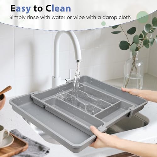 Caperci Large Silverware Organizer Tray for Kitchen Drawer Utensils Thicker