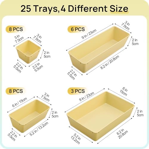 Vtopmart 25 Pack Plastic Drawer Organizers with Anti-slip Rubber Pads