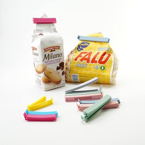 Yarall 32 PCS Plastic Chip Clips for Food Packages, Curved Design Sealing Bag Clips for Food, Kitchen and Home, 2 Sizes(4.3inch x 20, 3.1inch x 12) (Pack of 2)