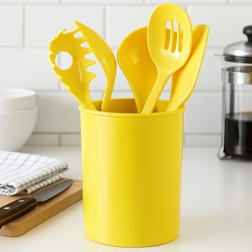 Reston Lloyd Calypso Basics Multipurpose Cookware Storage Crock, Kitchen Countertop & Office Desk Organization, Durable & Food Safe BPA-Free Plastic, Lemon