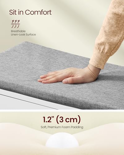 VASAGLE 3-Tier Shoe Storage Bench with Cushion, 14 x 31.9 x 20.7 Inches