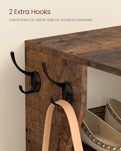 VASAGLE 7-Tier Vertical Shoe Rack, Narrow Shoe Storage Organizer with Hooks