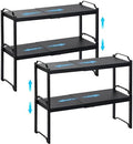 4 Pack Kitchen Cabinet Shelves Organizers, Kitchen Counter Storage Shelf Spice Rack, Expandable Length, Adjustable Height, Stackable, Sturdy 30LBS Bearing, Small Cupboard Tabletop Organizer Shelf Rack