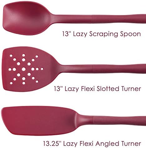 Rachael Ray 47916 3-Piece Lazy Tool Nylon Slotted Turner Set, Burgundy