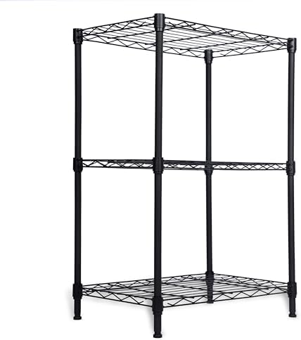 Whitmor 3 Tier Storage Shelves, Heavy Duty Metal Shelving, 400 lbs Capacity per Shelf, 1200 lbs Total, Easy Assembly for Kitchen, Garage, Plant, 18" L x 12" W x 26.4" H, Black