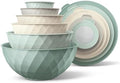 COOK WITH COLOR Mixing Bowls with Lids - 12 Piece Plastic Nesting Bowls Set includes 6 Prep Bowls and 6 Lids, Microwave Safe Mixing Bowl Set, Mint Diamond