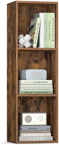 VASAGLE Bookshelf, 3-Tier Bookcase, 11.8 x 9.4 x 37.3 Inches