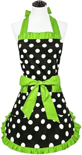 Violet Mist Vintage Apron Pockets Women Cute Polka Dot Retro Stylish Apron