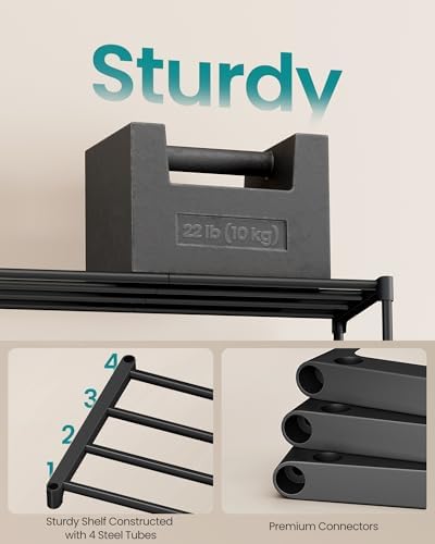 SONGMICS Shoe Rack, 2-Tier Stackable Metal Shoe Organizer, 17.7" Wide