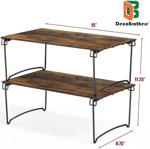 Deco Brothers Stackable Cabinet Shelf, 2 Pack, Rustic Brown