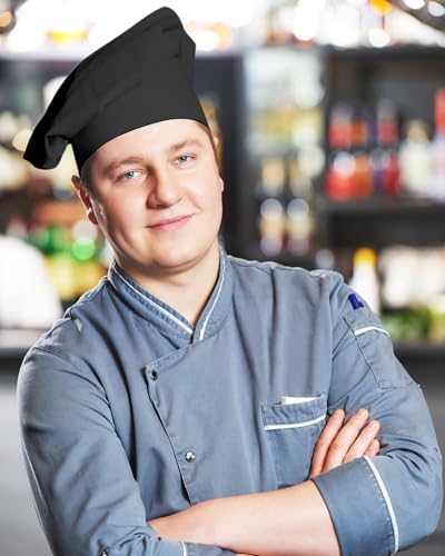 Geyoga 12 Pcs Chef Hat Adult Adjustable Elastic Tall Baker Hat for Cooking Kitchen Cap Uniform for Men Women Christmas
