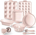 COOK WITH COLOR 17 Pc. Silicone Baking Pan Set - Non-Stick & Easy Clean Silicone Muffin Pans for Baking with Sturdy Metal Frame for Stability, Flexible Cake Molds, Includes Measuring Cups and Spoons