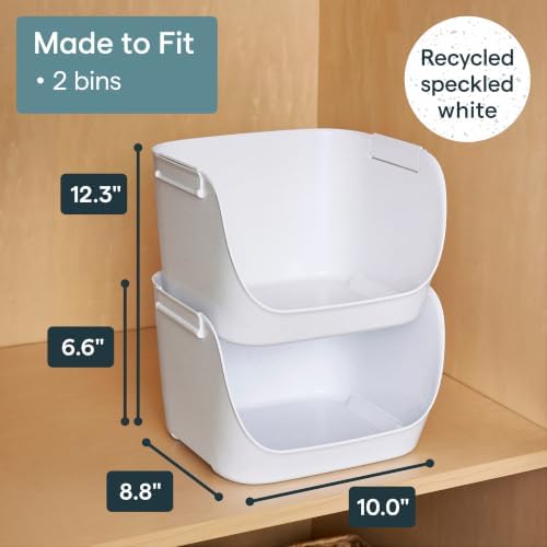 YouCopia ShelfBin Stacking Pantry Bins, 2-Pack, Stackable Storage Basket Organizers for Kitchen and Cabinet Organization