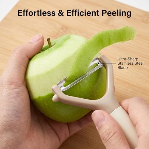 6-Piece Kitchen Utensil Set - Includes Cabbage Shredder, Crinkle Cutter, Dough Scraper, 2 Peelers, and Stainless Steel Kitchen Shears - Ideal Food Prep & Baking Tools (6 PCS-B)