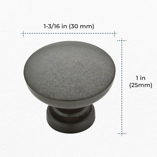 Franklin Brass - Fulton Soft Iron Round Cabinet Knobs 1-3/16" Easy Install, Durable Hardware for Drawers, Dresser, Kitchen Cabinet Doors, and Furniture (10-Pack)