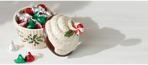 Lenox Holiday Bakeshop Cupcake Christmas Candy Jar with Lid