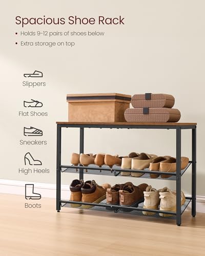 VASAGLE 3-Tier Shoe Rack, Adjustable, Freestanding