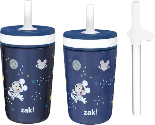 Zak Designs Disney Mickey Mouse Kelso Tumbler Set, Leak-Proof Screw-On Lid with Straw, Bundle for Kids Includes Plastic and Stainless Steel Cups with Bonus Sipper (3pc Set, Non-BPA) (Pack of 12)