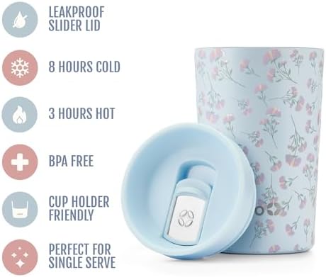 Ello Jones 11oz Insulated Stainless Steel Leakproof Travel Mug, Blooms