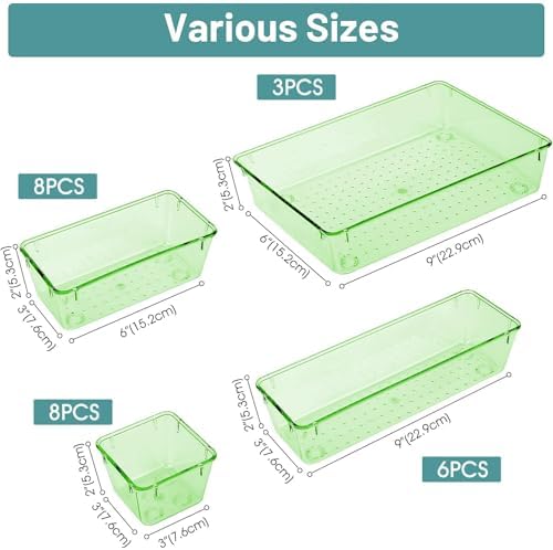 25 PCS Plastic Drawer Organizer Set, Makeup Organizers and Storage Bins