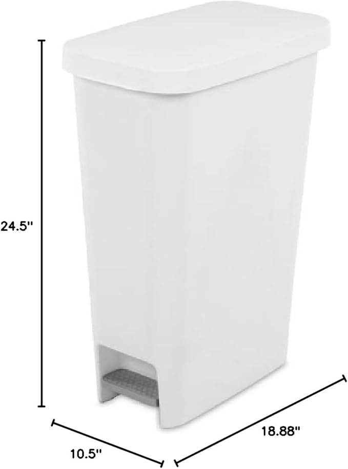 Sterilite 10588004 Slim Stepon Wastebasket, 11 Gallon - Image 2