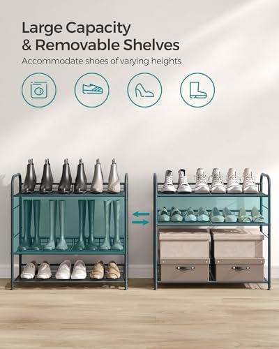 SONGMICS 4-Tier Stackable Metal Shoe Rack, Holds Up to 16 Pairs of Shoes