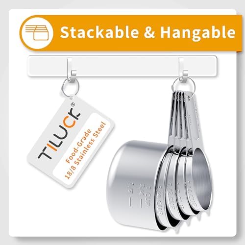 TILUCK Stainless Steel Measuring Cups & Spoons Set, Cups and Spoons