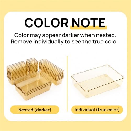 Vtopmart 25 Pack Plastic Drawer Organizers with Anti-slip Rubber Pads