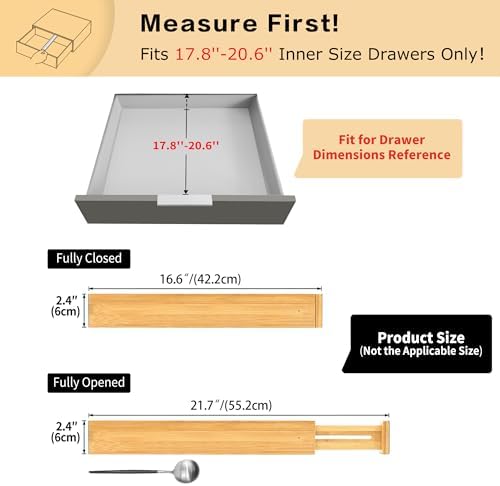 Utoplike 4 Pcs Bamboo Kitchen Drawer Dividers, Large Drawers Organizers