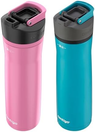 Contigo Cortland Chill 2.0 Stainless Steel Water Bottle with AUTOSEAL Lid 24 oz Juniper and Azalea (Pack of 8)