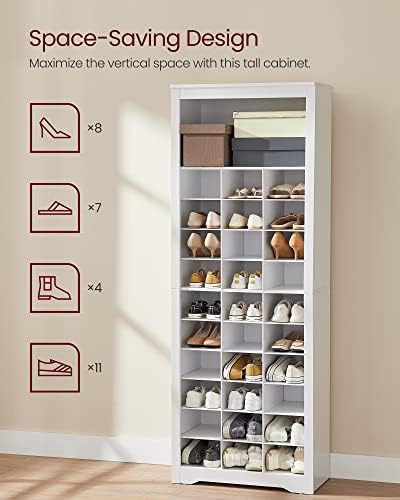 VASAGLE Tall Shoe Storage Cabinet, 10‑Tier, Holds Up to 30 Pairs of Shoes
