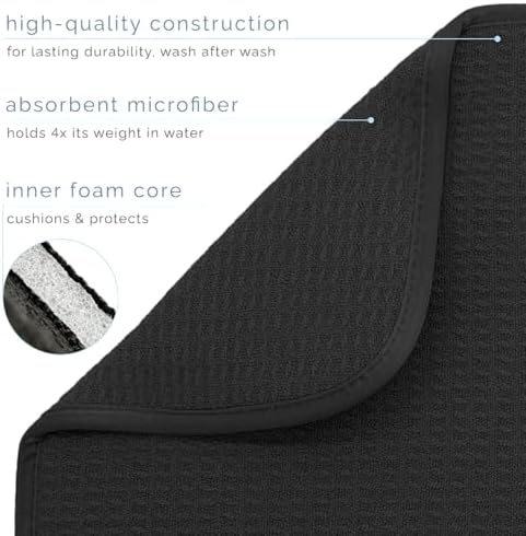 S&T INC. Dish Drying Mat, 18" x 30", Jumbo, Black