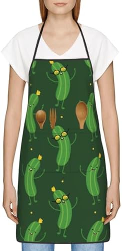 Sigouyinei Waterproof Kitchen Apron For Women Men Soft Bib Work With Pocket