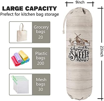 Home Sweet Home, Grocery Bags Holder Organizer for Shopping Bags，Wall Mount Plastic Bags Storage Container Dispensers, Gift for Women Mother Grandmother Friend